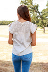 Total Cutie Beige Ruffle Top with Lace