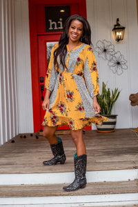 Boho Rhapsody Mustard and Leopard Dress