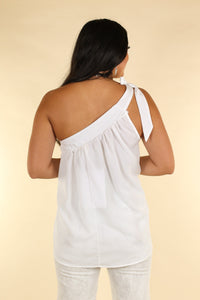 Pure Elegance Tie Shoulder Top