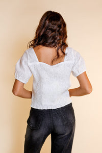 Eyelet Crop Top, White