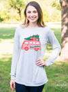 Van Christmas Tree on Blank Light Grey Long-sleeved Tee