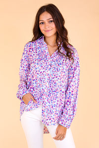 Purrhaps She's Purrfect Leopard Button Up