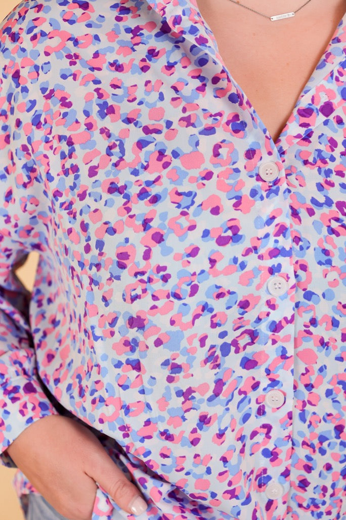 Purrhaps She's Purrfect Leopard Button Up