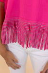 Here for the Show Studded Fringe Crop Top in Hot Pink