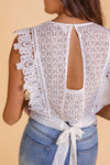 Lace Crop Top, White