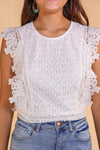 Lace Crop Top, White