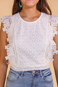 Lace Crop Top, White