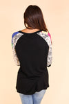 Slice and Dice Top with Black Body and Patchwork Sleeves