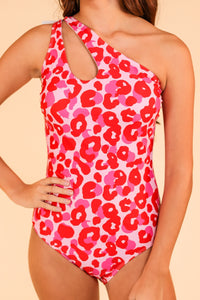 The Victoria Pink and Red Leopard One Piece