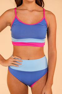 The Lala Blue Color-Block Swim Set