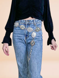 Silver and Rhinestone Concho Belt, PLUS