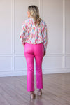 Leather Split Hem Pants, Pink