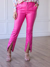 Leather Split Hem Pants, Pink