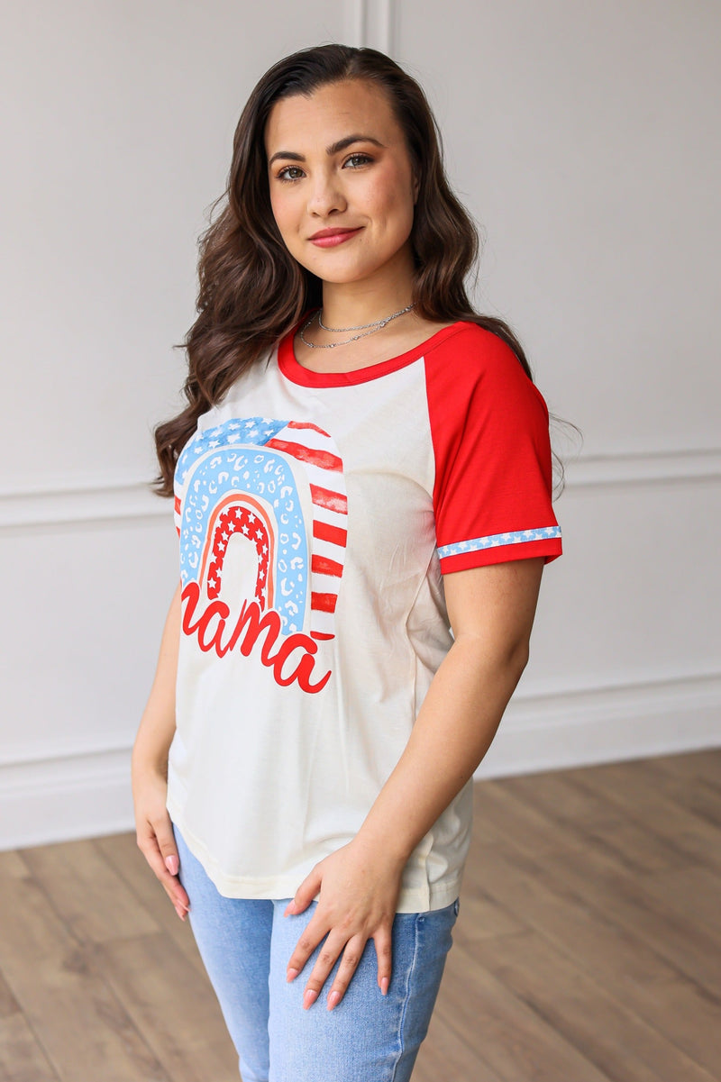 Mama Patriotic Rainbow Tee