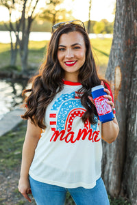 Mama Patriotic Rainbow Tee