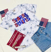 Stars & Stripes on White Marble Crew Neck Tee