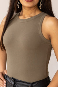 The Maddy Ribbed Olive Bodysuit