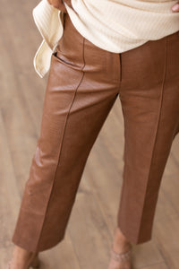 Always Edgy Brown Snake Print Leather Pants