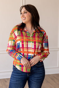 The Kathryn Multicolor Plaid Button Down Top