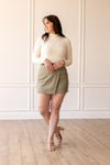 Olive Asymmetrical Leather Skirt