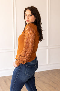 Rust Floral Mesh Sleeve