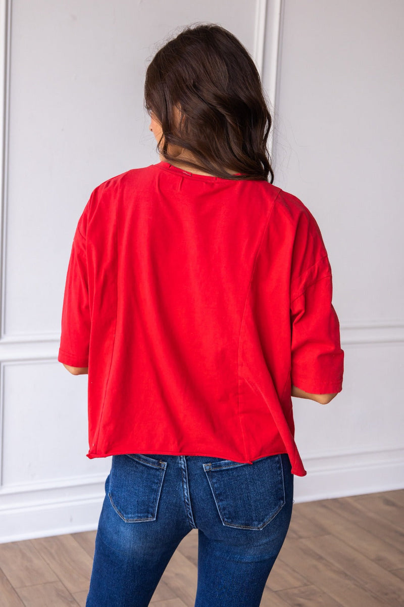 Red Boxy Crop Top