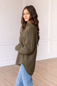 Olive Button Down Sherpa