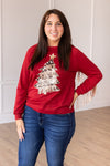 Red Top With Cowhide Tree and Sequin Fringe