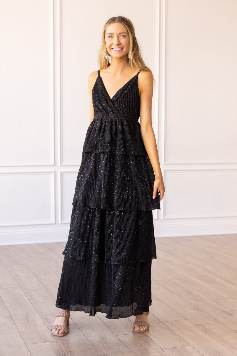 Midnight Glamour Layered Maxi Dress