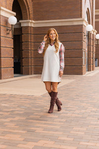 Cream Sleeve Sweater Dress