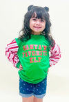 Santa's Favorite Elf Green Candy Cane Girls Top