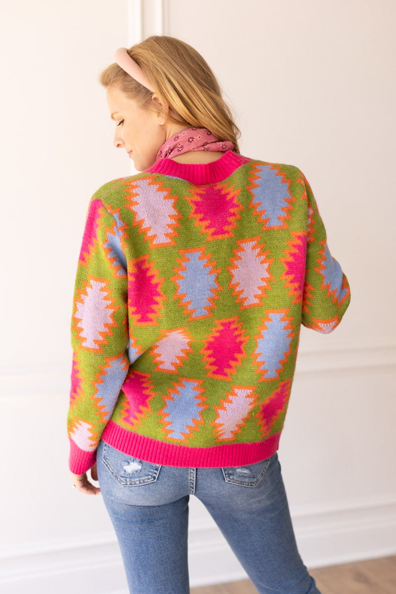 Fiesta Fusion Colorful Aztec Cardigan