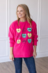 Candy Hearts on Hot Pink Crazy Cozy Microfleece Crewneck