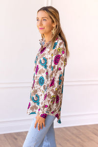 Rodeo Queen Cow Print Button Down