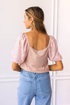 Rose Quartz Sparkle Puff Sleeve Top