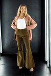 The Josephine Tan Corduroy Flare Pants