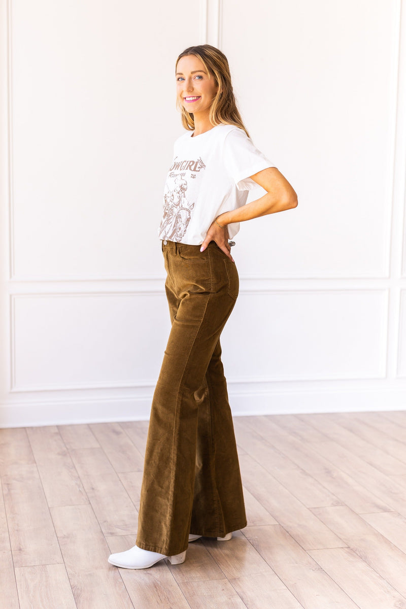 The Josephine Tan Corduroy Flare Pants