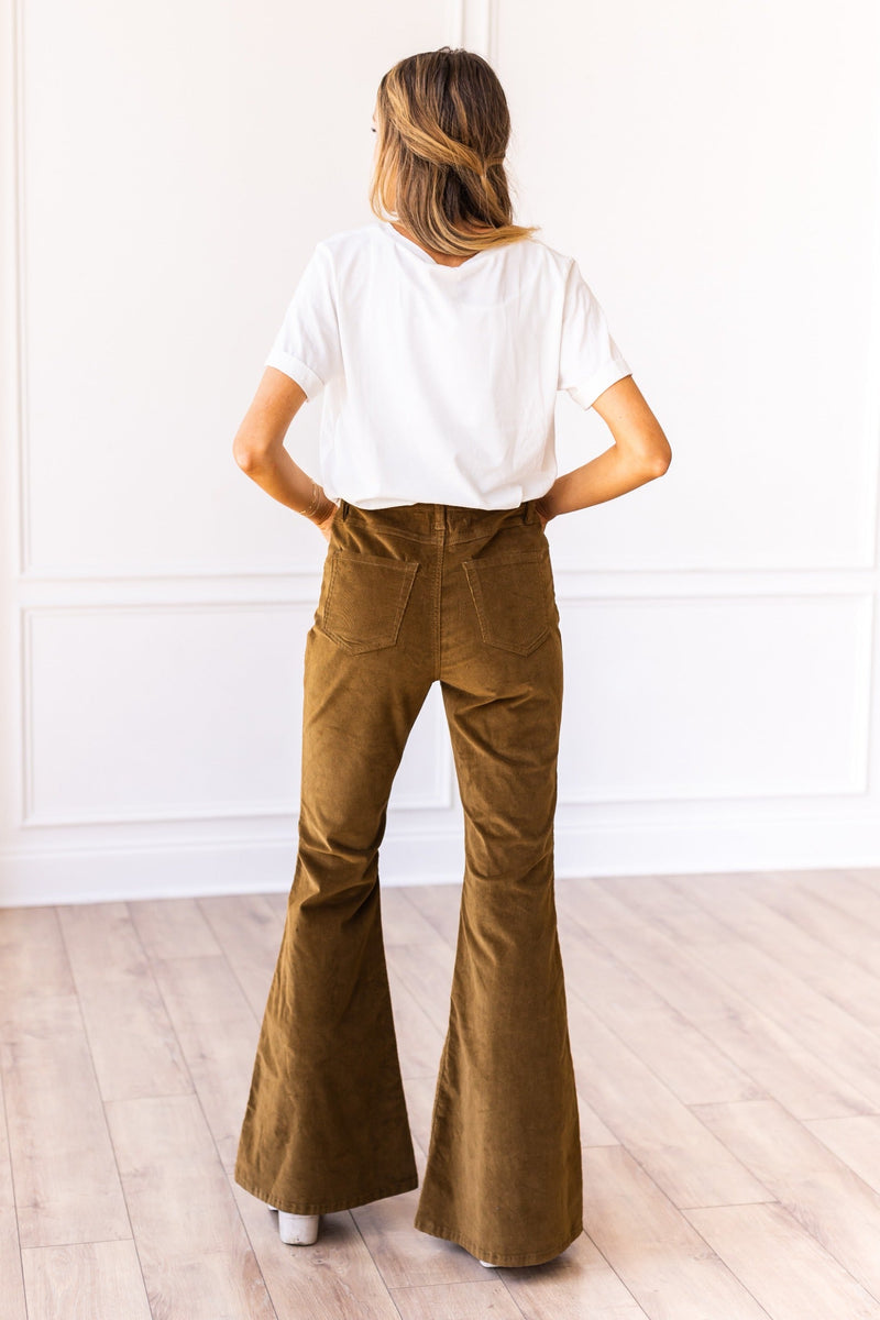 The Josephine Tan Corduroy Flare Pants