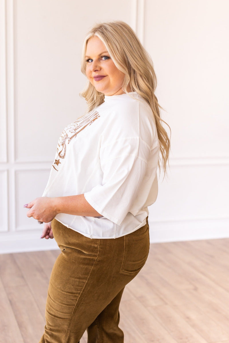 Wild West Texas on Perfect Company Boxy Crop in White