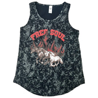 Free Soul Horses Black Acid Wash Tank