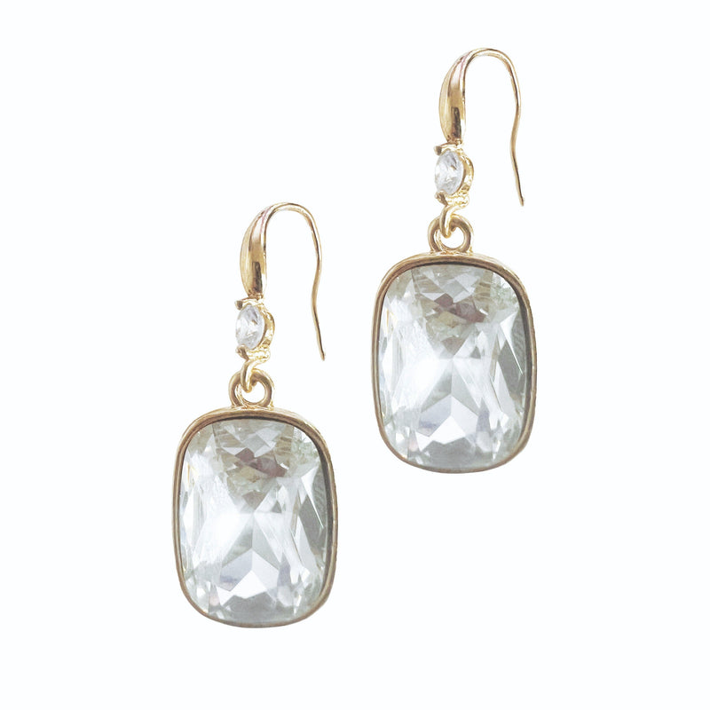 Clear & Gold Crystal Drop Earring