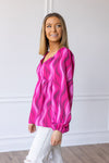 Flirty in Fuchsia Balloon-Sleeve Blouse