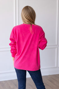 Candy Hearts on Hot Pink Crazy Cozy Microfleece Crewneck