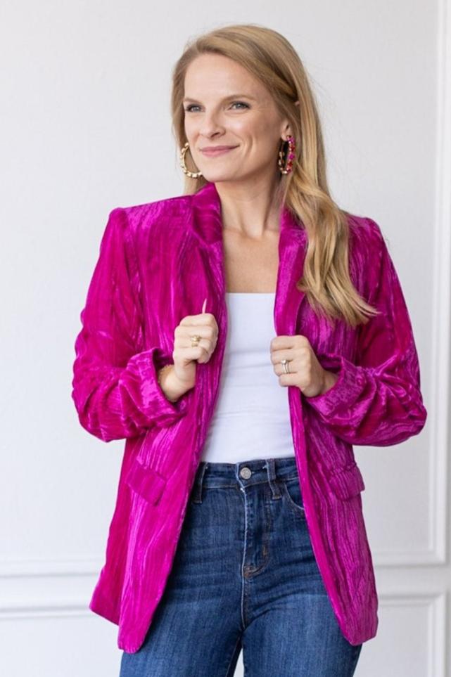 Raspberry Rendezvous Velvet Blazer