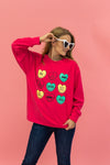 Candy Hearts on Hot Pink Crazy Cozy Microfleece Crewneck