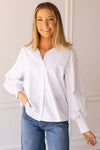 Dream Balloon-Sleeve Blouse in White