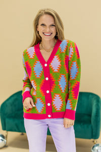 Fiesta Fusion Colorful Aztec Cardigan