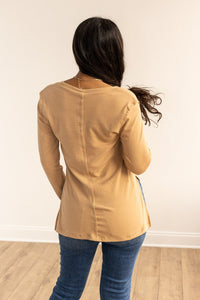 Not Your Basic Ivory Long-sleeved Side Split Top