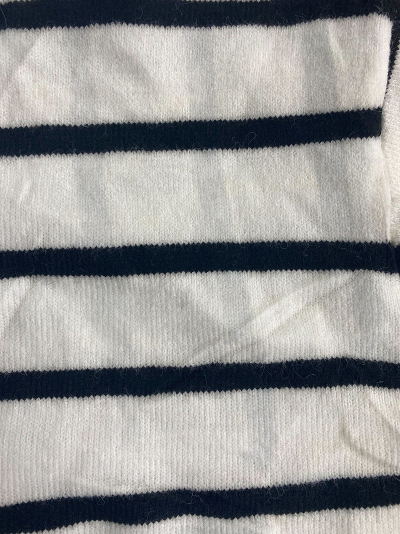 (AS IS) Black and White Stripe Quarter Zip Sweater