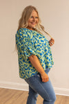 Suburban Azure Blossom Off-the-Shoulder Top